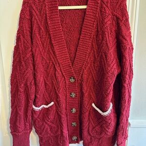 Free People merlot Cable Knit Cardigan